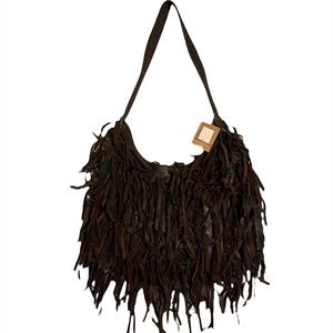 Lucky brand brown Topanga Canyon Fringe hobo bag